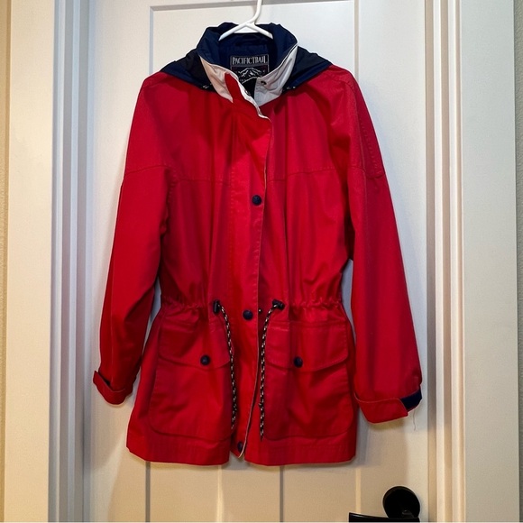 Pacific Trail Red Blue Jacket Coat Jacket Women Size Medium Full Zip Hood - Picture 1 of 13